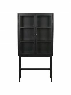 Rowico Armoire vitrée sur pieds métal noir Marshall, larg. 85 x haut. 160 cm -furniture Soldes Armoire vitree sur pieds metal noir Marshall 3