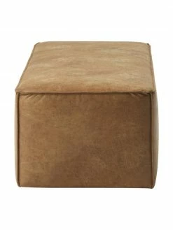 Westwing Collection Banc rembourré en cuir brun Sanja, larg. 122 x prof. 54 cm -furniture Soldes Banc rembourre en cuir brun Sanja 3