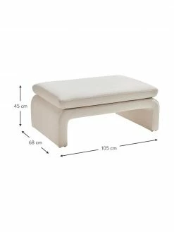 Banc velours beige Mika, larg. 105 x haut. 45 cm -furniture Soldes Banc velours beige Mika 2