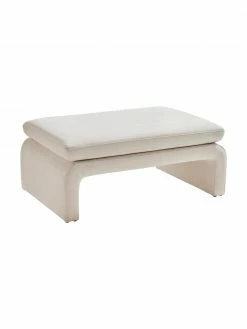 Banc velours beige Mika, larg. 105 x haut. 45 cm