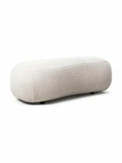 Westwing Collection Banquette tissu peluche couleur crème Alba, larg. 130 x prof. 62 cm