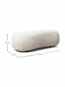 Westwing Collection Banquette tissu peluche couleur crème Alba, larg. 130 x prof. 62 cm -furniture Soldes Banquette tissu peluche couleur creme Alba 3