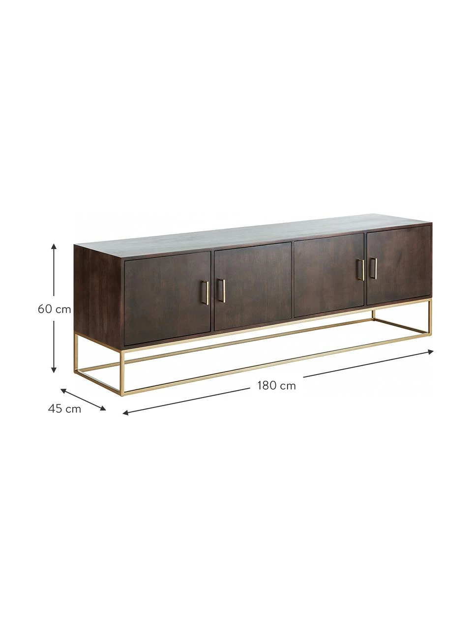 Westwing Collection Buffet bois massif Lyle, larg. 180 x haut. 60 cm 3 Westwing Collection Buffet bois massif Lyle, larg. 180 x haut. 60 cm – Image 3