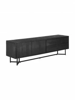 Westwing Collection Buffet bois massif noir Luca, larg. 180 x haut. 54 cm