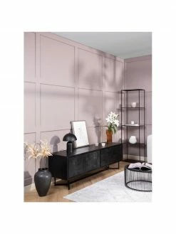 Westwing Collection Buffet bois massif noir Luca, larg. 180 x haut. 54 cm -furniture Soldes Buffet bois massif noir Luca 4