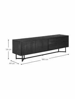 Westwing Collection Buffet bois massif noir Luca, larg. 180 x haut. 54 cm -furniture Soldes Buffet bois massif noir Luca 5