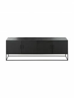 Westwing Collection Buffet bois massif noir Lyle, larg. 180 x haut. 60 cm -furniture Soldes Buffet bois massif noir Lyle 3