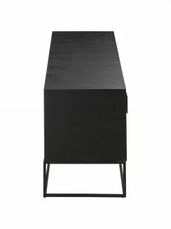 Westwing Collection Buffet bois massif noir Lyle, larg. 180 x haut. 60 cm -furniture Soldes Buffet bois massif noir Lyle 4