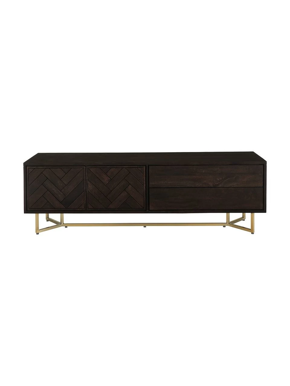 Westwing Collection Buffet bois massif noir à motif chevrons Luca, larg. 180 x haut. 54 cm 4 Westwing Collection Buffet bois massif noir à motif chevrons Luca, larg. 180 x haut. 54 cm – Image 4