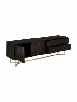 Westwing Collection Buffet bois massif noir à motif chevrons Luca, larg. 180 x haut. 54 cm 10 Westwing Collection Buffet bois massif noir à motif chevrons Luca, larg. 180 x haut. 54 cm -furniture Soldes Buffet bois massif noir a motif chevrons Luca 4