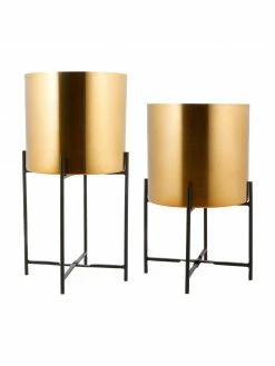 Westwing Collection Cache-pot en métal sur pied Mina, 2 élém., Lot de différentes tailles