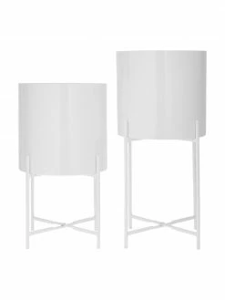 Westwing Collection Cache-pot en métal sur pied Mina, 2 élém., Lot de différentes tailles