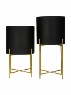 Westwing Collection Cache-pot en métal sur pied Mina, 2 élém., Lot de différentes tailles