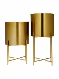 Westwing Collection Cache-pot en métal sur pied Mina, 2 élém., Lot de différentes tailles