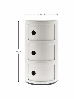 Kartell Caisson design blanc 3 modules Componibili, Ø 32 x haut. 59 cm -furniture Soldes Caisson design blanc 3 modules Componibili 2