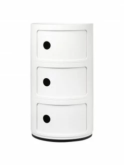 Kartell Caisson design blanc crème 3 modules Componibili, Ø 32 x haut. 59 cm