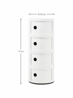 Kartell Caisson design blanc crème 4 modules Componibili, Ø 32 x haut. 77 cm -furniture Soldes Caisson design blanc creme 4 modules Componibili 2