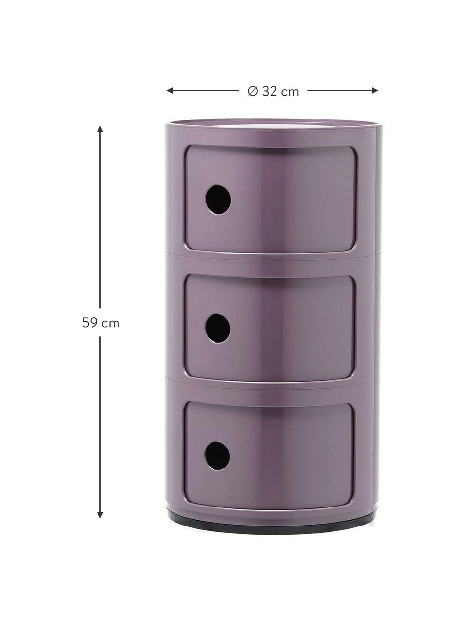 Kartell Caisson design violet 3 modules Componibili, Ø 32 x haut. 59 cm 2 Kartell Caisson design violet 3 modules Componibili, Ø 32 x haut. 59 cm – Image 2