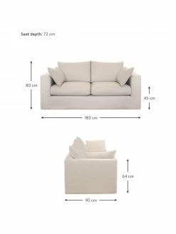 Canapé 2 places beige Zach, larg. 183 x prof. 90 cm -furniture Soldes Canape 2 places beige Zach 2