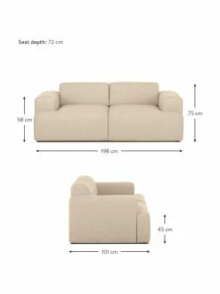 Westwing Collection Canapé 2 places beige foncé Melva, larg. 198 x prof. 101 cm -furniture Soldes Canape 2 places beige fonce Melva 2