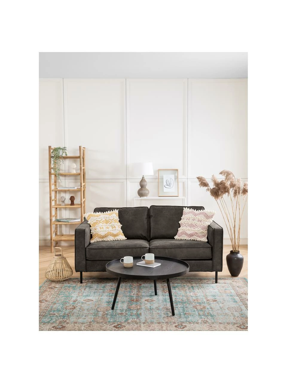 Westwing Collection Canapé 2 places cuir recyclé Hunter, larg. 164 x prof. 90 cm 2 Westwing Collection Canapé 2 places cuir recyclé Hunter, larg. 164 x prof. 90 cm – Image 2