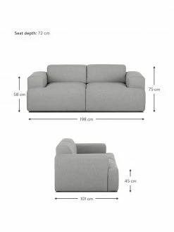Westwing Collection Canapé 2 places gris Melva, larg. 198 x prof. 101 cm -furniture Soldes Canape 2 places gris Melva 2