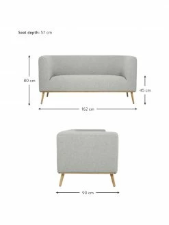 Westwing Collection Canapé 2 places gris clair Archie, larg. 162 x haut. 80 cm -furniture Soldes Canape 2 places gris clair Archie 2