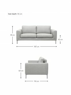 Westwing Collection Canapé 2 places gris clair Cucita, larg. 187 x prof. 94 cm -furniture Soldes Canape 2 places gris clair Cucita 3