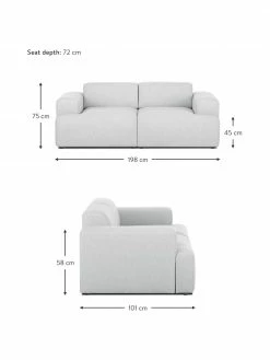 Westwing Collection Canapé 2 places gris clair Melva, larg. 198 x prof. 101 cm -furniture Soldes Canape 2 places gris clair Melva 2