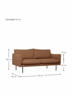 Westwing Collection Canapé (2 places) nougat avec pieds en métal Moby, larg. 170 x prof. 95 cm -furniture Soldes Canape 2 places nougat avec pieds en metal Moby 2