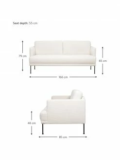 Westwing Collection Canapé 2 places peluche blanc crème Fluente, larg. 166 x prof. 85 cm -furniture Soldes Canape 2 places peluche blanc creme Fluente 2