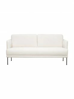 Westwing Collection Canapé 2 places peluche blanc crème Fluente, larg. 166 x prof. 85 cm