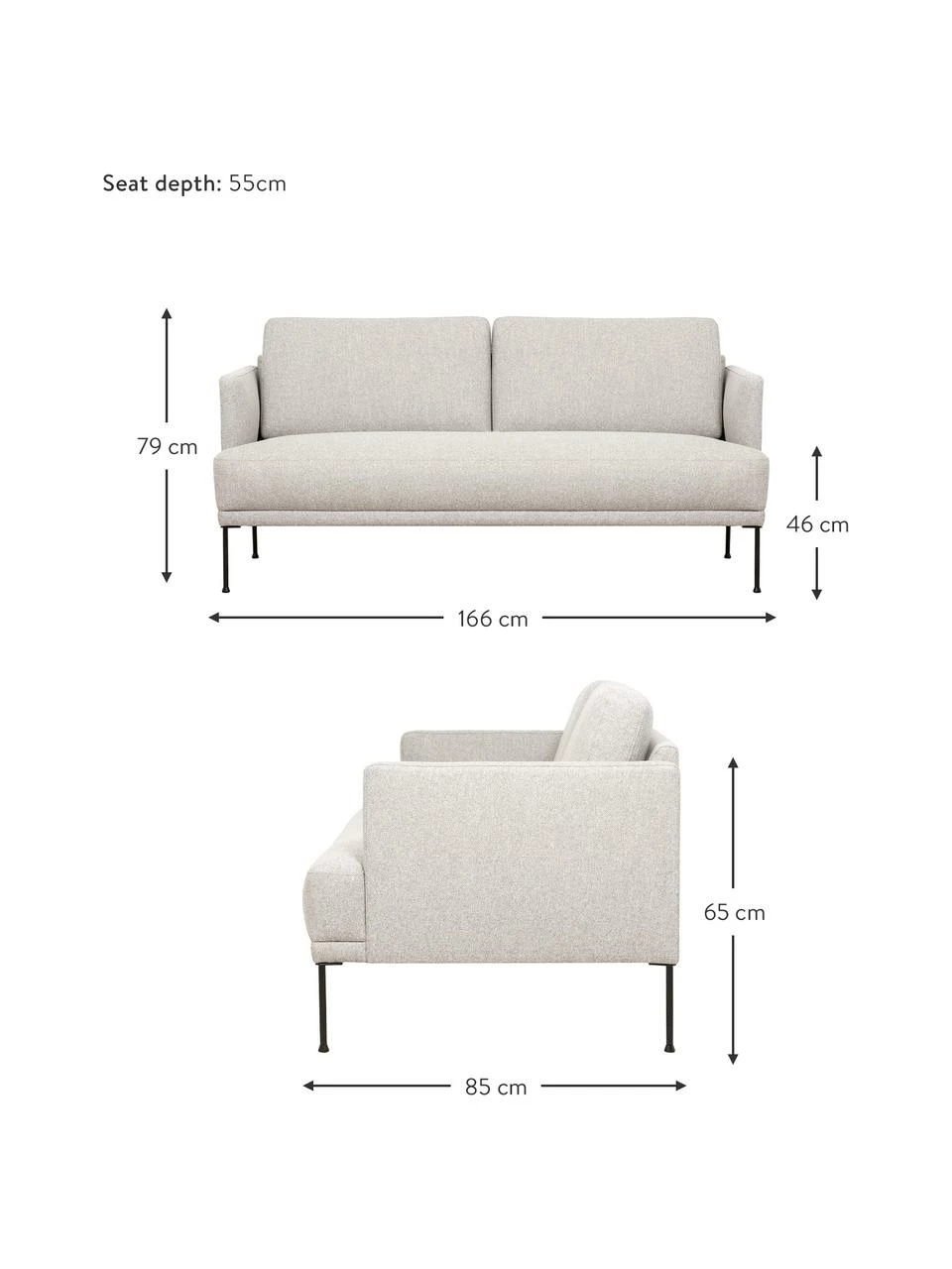 Westwing Collection Canapé 2 places tissu beige Fluente, larg. 166 x prof. 85 cm 4 Westwing Collection Canapé 2 places tissu beige Fluente, larg. 166 x prof. 85 cm – Image 4