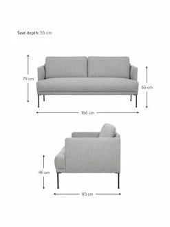 Westwing Collection Canapé 2 places tissu gris Fluente, larg. 166 x prof. 85 cm -furniture Soldes Canape 2 places tissu gris Fluente 9