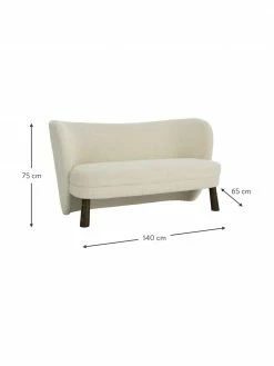 Canapé 2 places tissu peluche blanc avec pieds en pin Tress, larg. 140 x prof. 65 cmDisponibilité limitée -furniture Soldes Canape 2 places tissu peluche blanc avec pieds en pin Tress 2