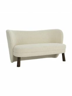 Canapé 2 places tissu peluche blanc avec pieds en pin Tress, larg. 140 x prof. 65 cmDisponibilité limitée