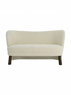 Canapé 2 places tissu peluche blanc avec pieds en pin Tress, larg. 140 x prof. 65 cmDisponibilité limitée -furniture Soldes Canape 2 places tissu peluche blanc avec pieds en pin Tress 3