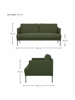 Westwing Collection Canapé 2 places tissu vert foncé Fluente, larg. 166 x prof. 85 cm -furniture Soldes Canape 2 places tissu vert fonce Fluente 2