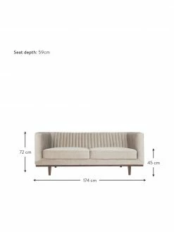 Canapé 2 places velours beige Dante, larg. 174 x prof. 87 cm -furniture Soldes Canape 2 places velours beige Dante 2