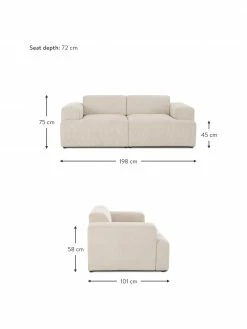 Westwing Collection Canapé 2 places velours côtelé beige Melva, larg. 198 x prof. 101 cm 9 Westwing Collection Canapé 2 places velours côtelé beige Melva, larg. 198 x prof. 101 cm -furniture Soldes Canape 2 places velours cotele beige Melva 3
