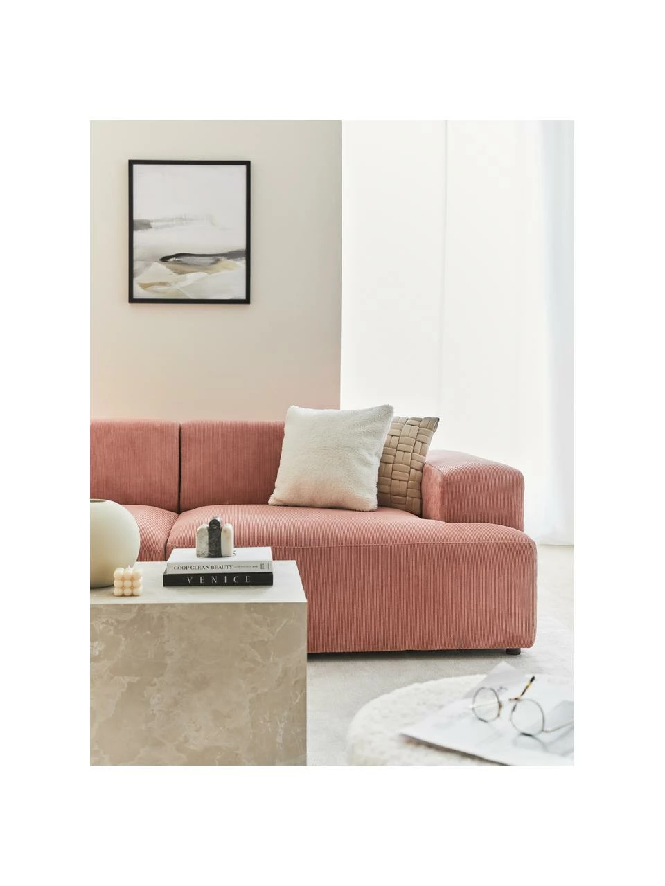 Westwing Collection Canapé 2 places velours côtelé rose Melva, larg. 198 x prof. 101 cm 2 Westwing Collection Canapé 2 places velours côtelé rose Melva, larg. 198 x prof. 101 cm – Image 2