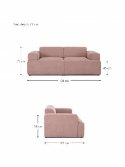 Westwing Collection Canapé 2 places velours côtelé rose Melva, larg. 198 x prof. 101 cm 8 Westwing Collection Canapé 2 places velours côtelé rose Melva, larg. 198 x prof. 101 cm -furniture Soldes Canape 2 places velours cotele rose Melva 2