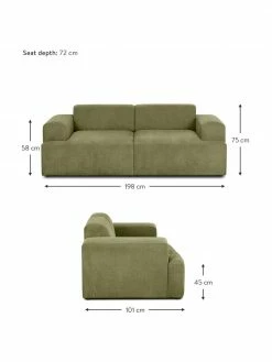 Westwing Collection Canapé 2 places velours côtelé vert Melva, larg. 198 x prof. 101 cm 8 Westwing Collection Canapé 2 places velours côtelé vert Melva, larg. 198 x prof. 101 cm -furniture Soldes Canape 2 places velours cotele vert Melva 2