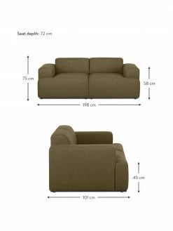 Westwing Collection Canapé 2 places vert olive Melva, larg. 198 x prof. 101 cm 8 Westwing Collection Canapé 2 places vert olive Melva, larg. 198 x prof. 101 cm -furniture Soldes Canape 2 places vert olive Melva 2