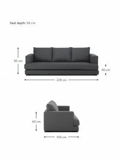 Westwing Collection Canapé 3 places anthracite Tribeca, larg. 228 x prof. 104 cm -furniture Soldes Canape 3 places anthracite Tribeca 2