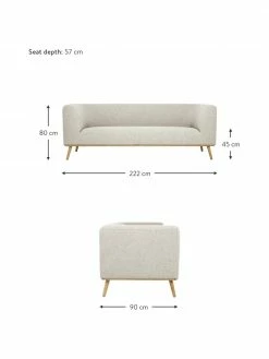 Westwing Collection Canapé 3 places beige Archie, larg. 222 x prof. 90 cm -furniture Soldes Canape 3 places beige Archie 2