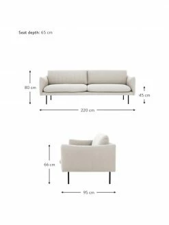 Westwing Collection Canapé 3 places beige Moby, larg. 220 x prof. 95 cm -furniture Soldes Canape 3 places beige Moby 2