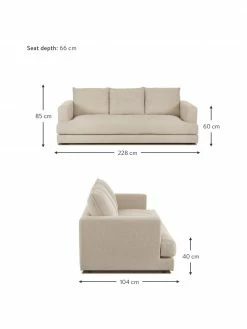 Westwing Collection Canapé 3 places beige foncé Tribeca, larg. 228 x prof. 104 cm -furniture Soldes Canape 3 places beige fonce Tribeca 2