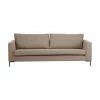 Westwing Collection Canapé 3 places brun avec pieds en métal Luna, larg. 230 x prof. 95 cm