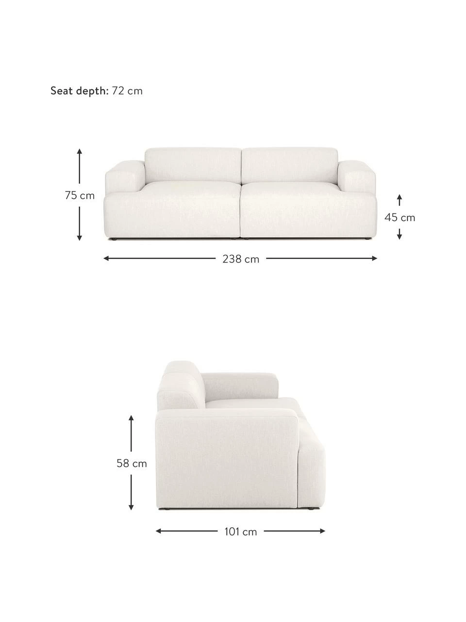 Westwing Collection Canapé 3 places couleur grège Melva, larg. 238 x prof. 101 cmDisponibilité limitée 3 Westwing Collection Canapé 3 places couleur grège Melva, larg. 238 x prof. 101 cmDisponibilité limitée – Image 3